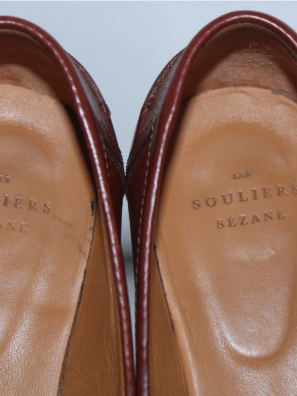 Sezane Women's Size 38/US 7 Brown Andrea Natural Heritage Leather Penny Loafers - Picture 4 of 11